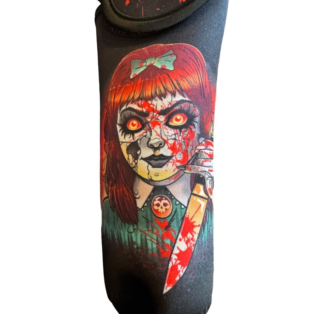 Six Flags Fright Fest Horror Drink Holder Neoprene Sling Halloween Scary Girl